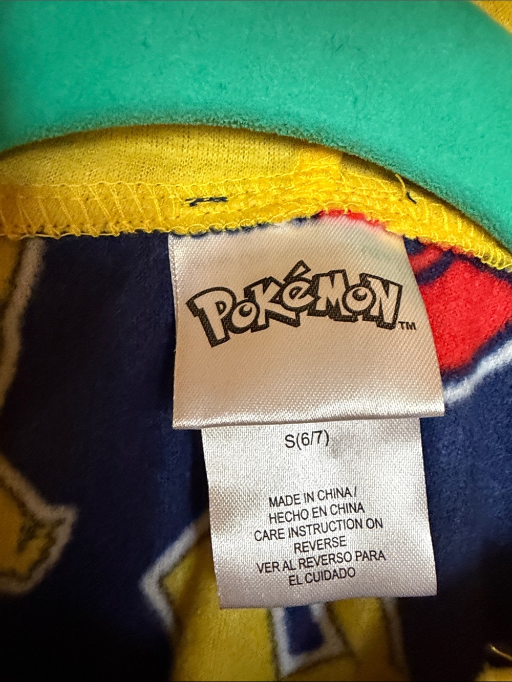 NWT Pokemon Pikachu Kids 6 7 One-Piece Hooded Pajama - Yellow & Navy zip up - Picture 3 of 5